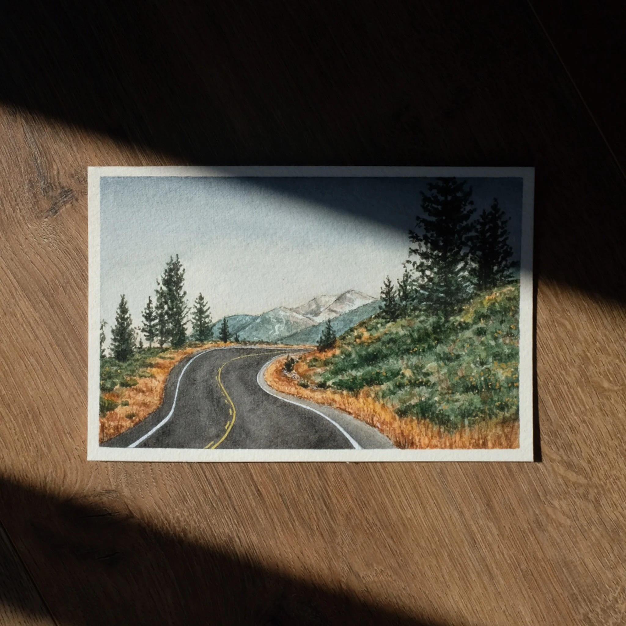 Road Without Answer – Original Watercolor and Ink Western Road